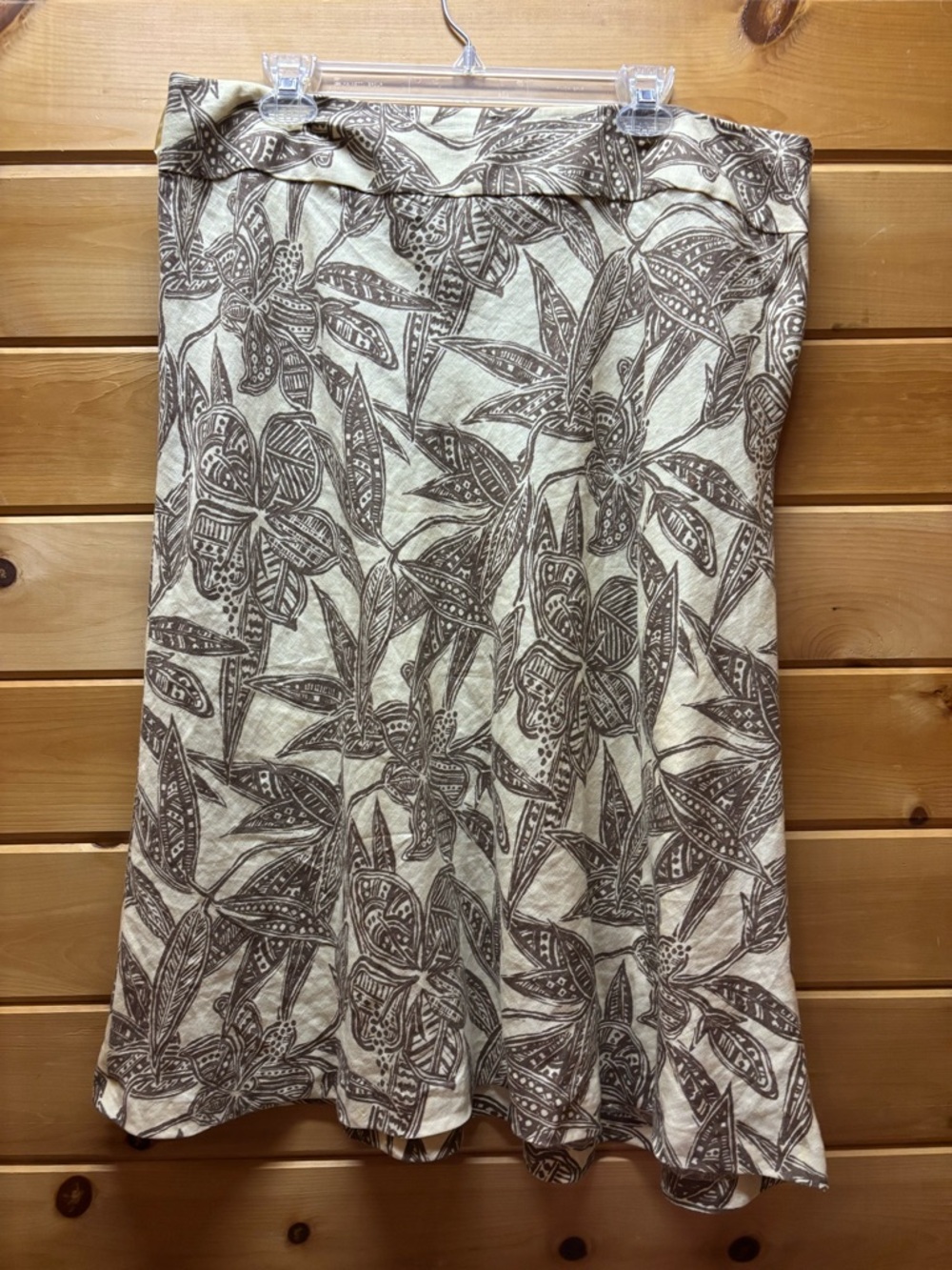 A-Line Floral Skirt in Cream & Brown - Women's